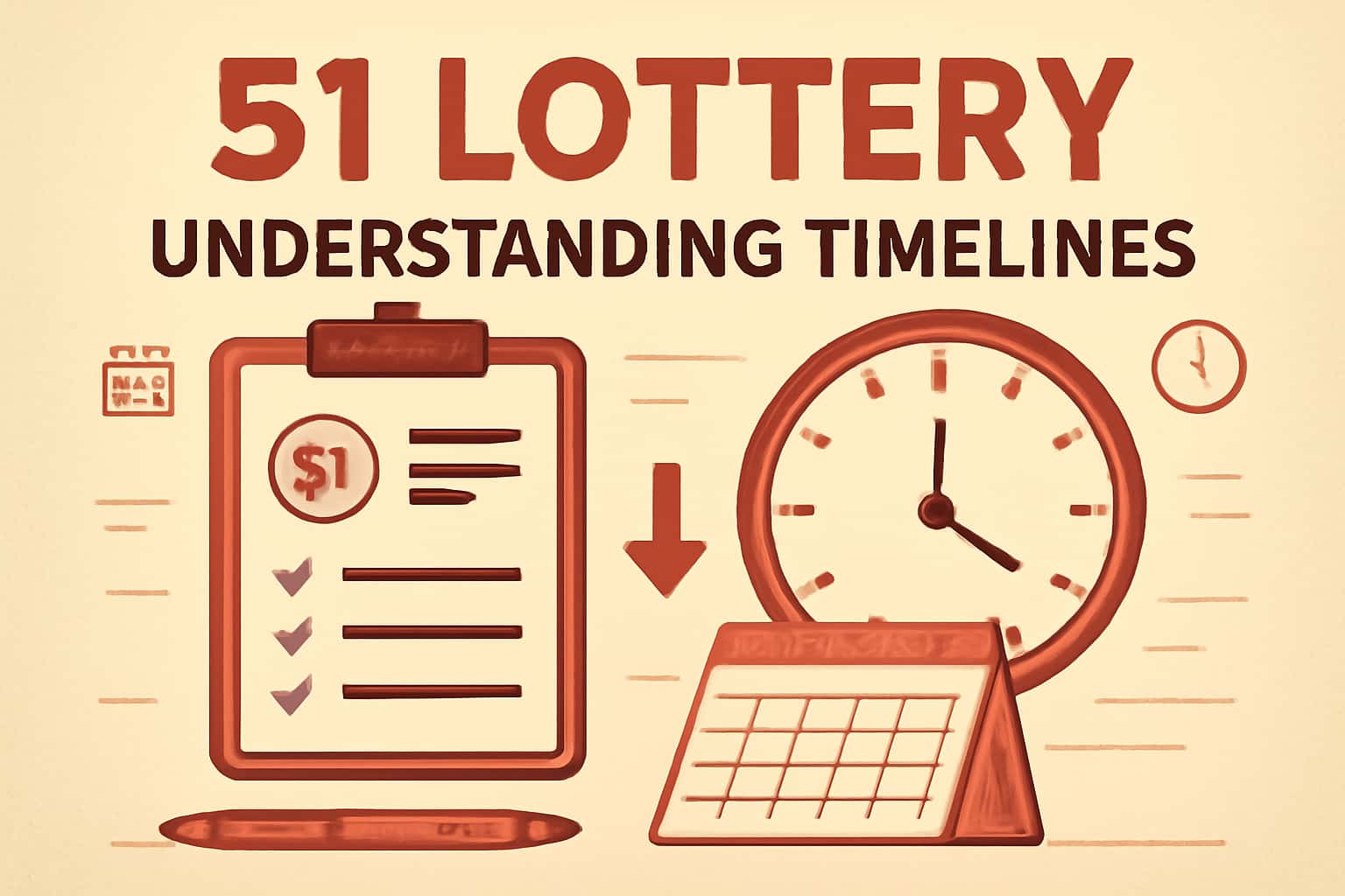 An informative graphic illustrating the concept of 51 Lottery timelines, with a focus on clarity and neutrality.