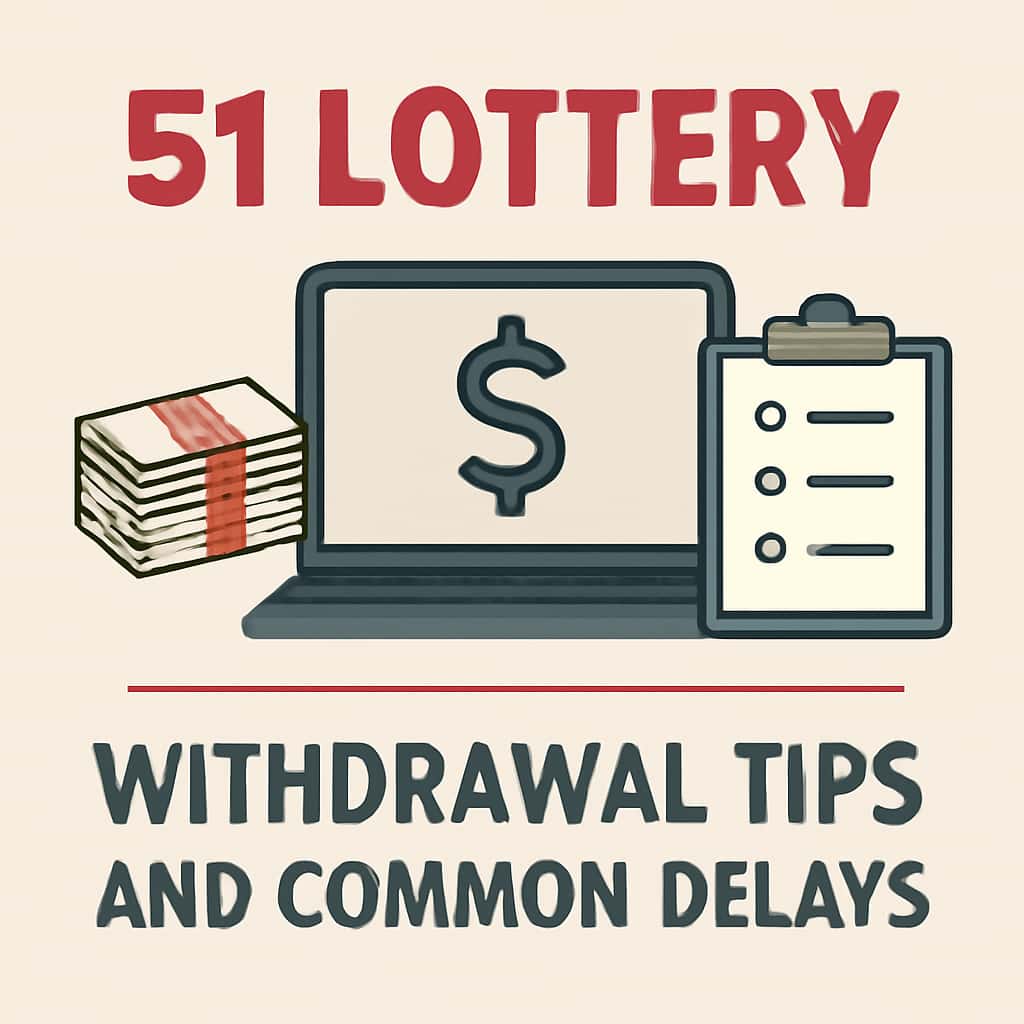 Illustration showing withdrawal steps for 51 Lottery.