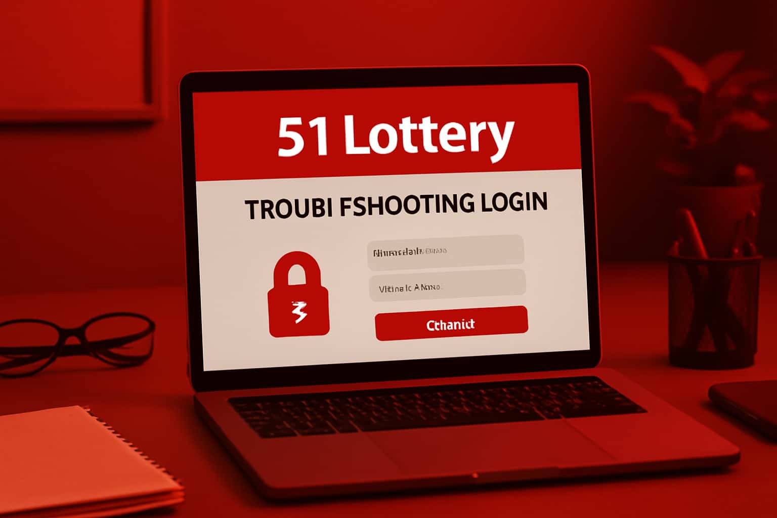 A high-tech illustration related to troubleshooting login for 51 Lottery.