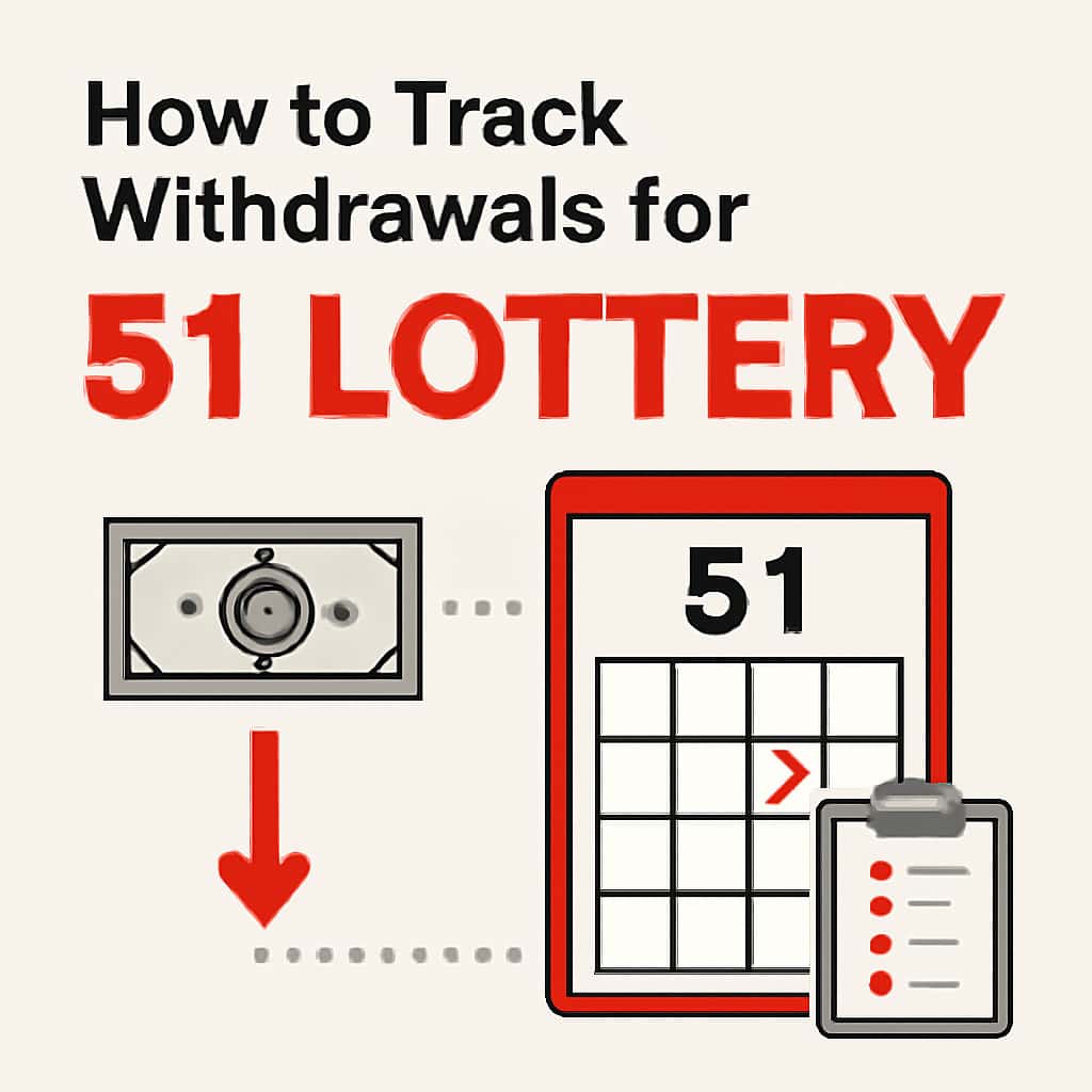 An illustration explaining the withdrawal tracking process for 51 Lottery.